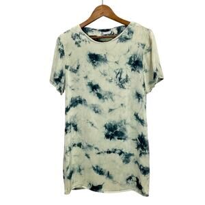 ZARA Batik Tie-Dye Viscose Tunic Top Blue White Abstract Dye- Size Small